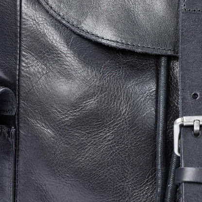 Small Black Leather Backpack | BODO